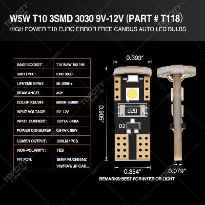 led t10 1smd ledʾ,x,x,